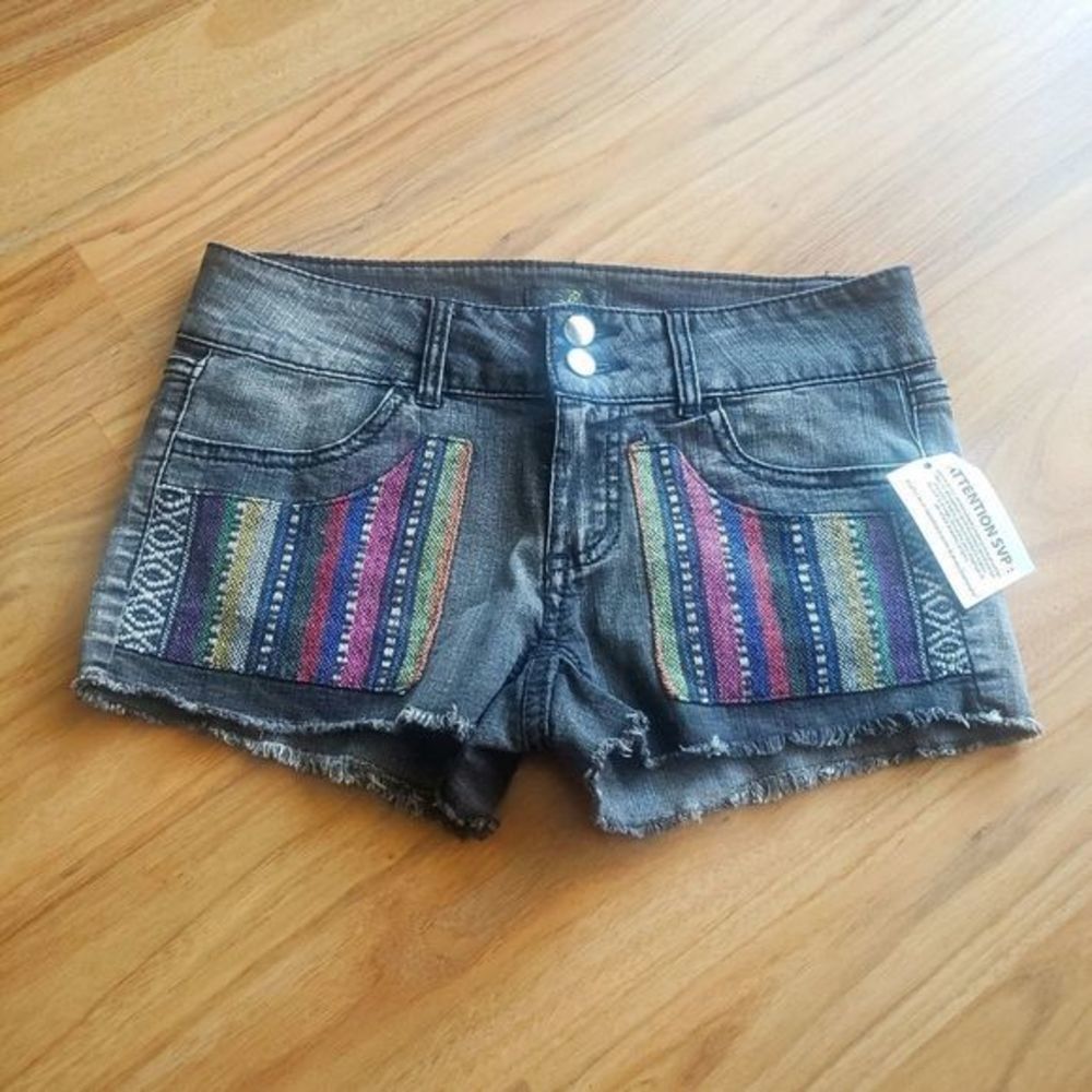 G21 | Black stripe pattern jean shorts - 7
